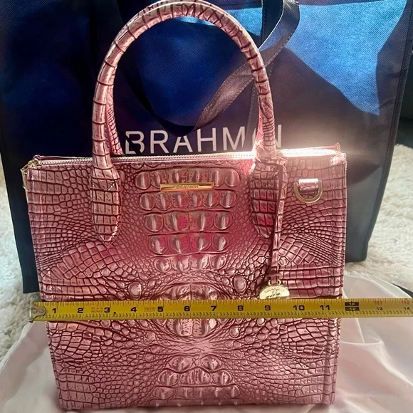 BRAHMIN LARGE Tote Bag Leather Caroline Mulberry Potion Melbourne Purse NWT - Picture 15 of 16